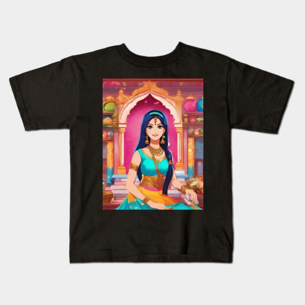 Sari Wear Anime Kids T-Shirt by animegirlnft